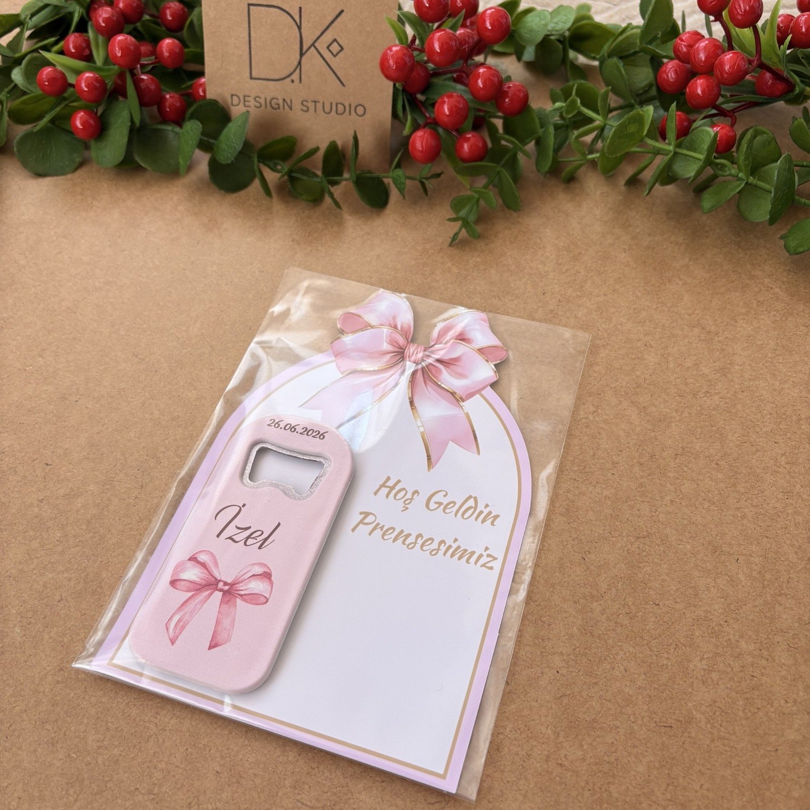 Pembe Kurdele Konseptli UV Baskılı Magnet Açacak - Görsel 3