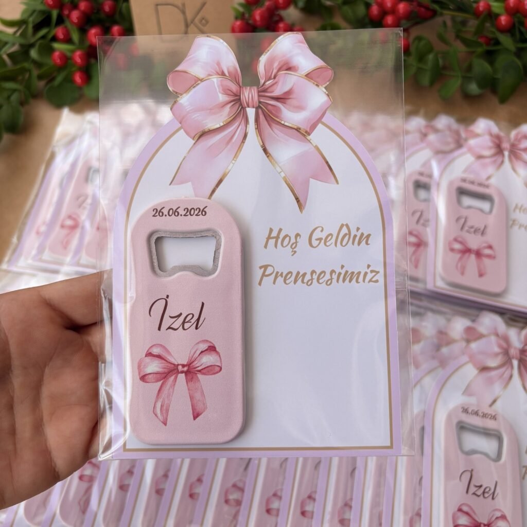 Pembe Kurdele Konseptli UV Baskılı Magnet Açacak