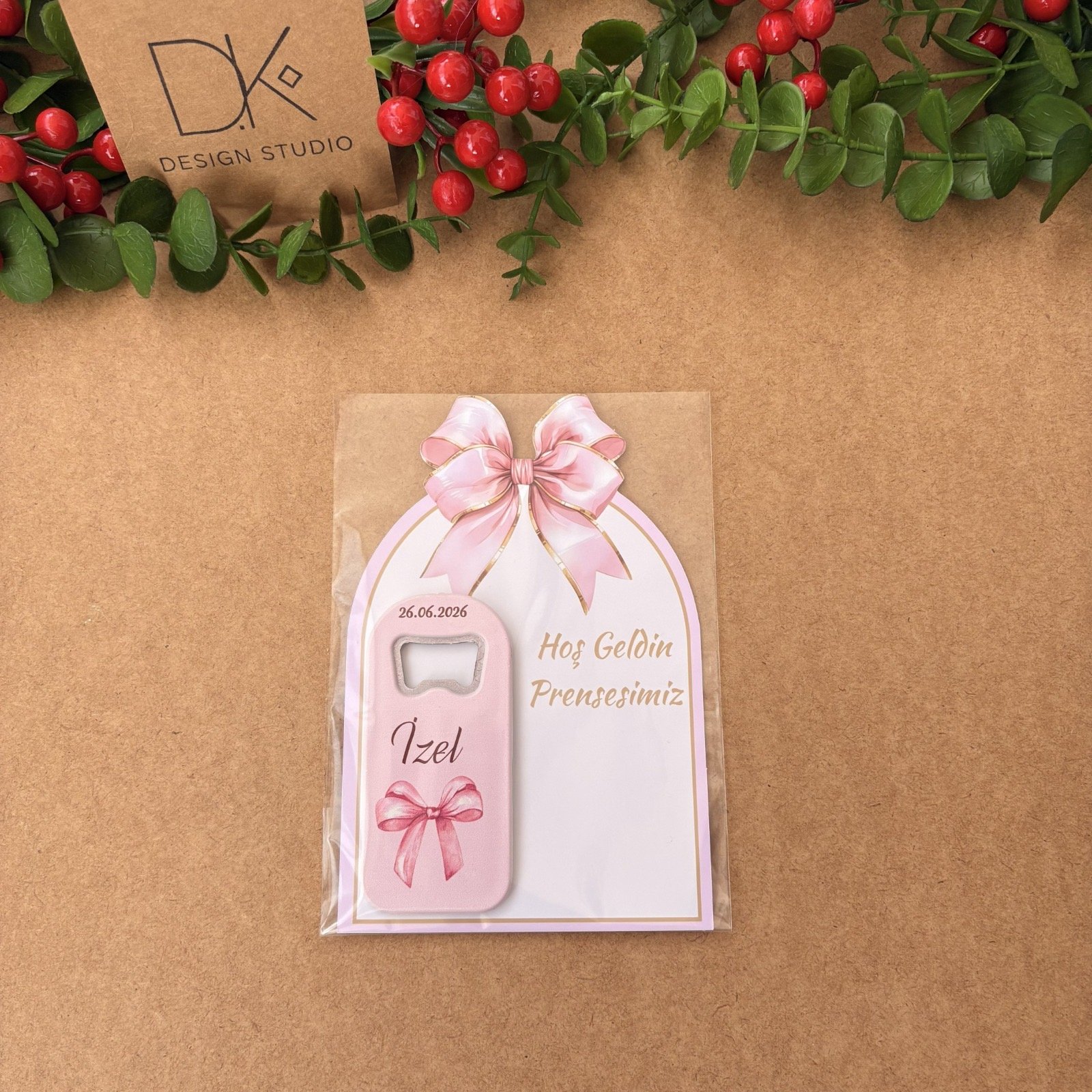 Pembe Kurdele Konseptli UV Baskılı Magnet Açacak - Görsel 2