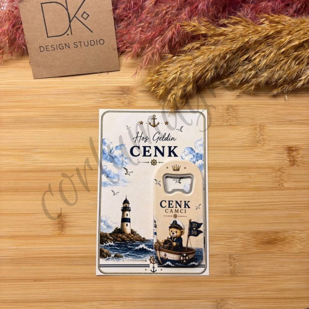 İsme Özel Denizci Temalı UV Baskılı Açacak Magnet